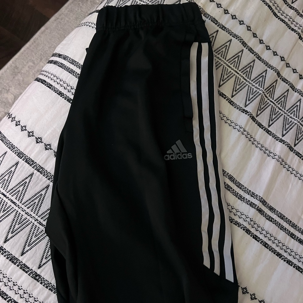 Adidas Men Black Joggers with White Stripes
